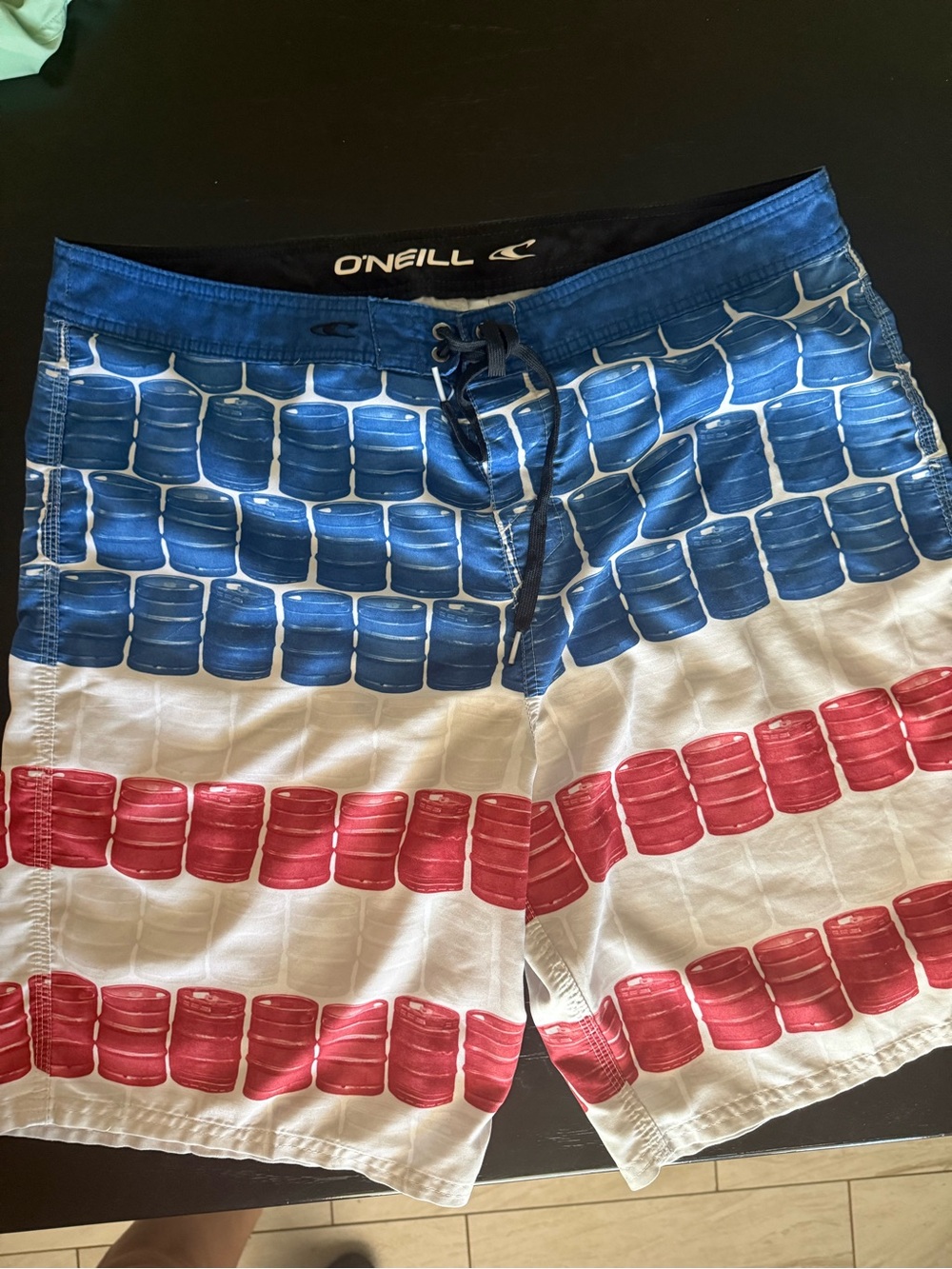 O'Neill Men's Patriotic Blue, Red & White Swim Board Shorts